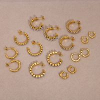 1 Pair IG Style Vintage Style C Shape Plating Inlay 201 Stainless Steel Brass Zircon Ear Studs main image 2