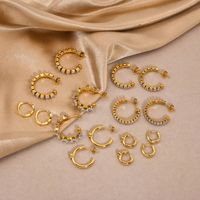 1 Pair IG Style Vintage Style C Shape Plating Inlay 201 Stainless Steel Brass Zircon Ear Studs main image 1