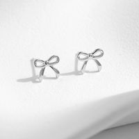 1 Paire Style Ig De Base Style Simple Noeud D'arc Placage Argent Sterling Plaqué Argent Boucles D'oreilles main image 4