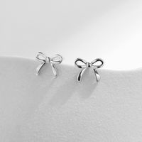 1 Pair Ig Style Basic Simple Style Bow Knot Plating Sterling Silver Silver Plated Ear Studs main image 5