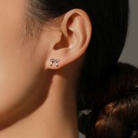 1 Pair Ig Style Basic Simple Style Bow Knot Plating Sterling Silver Silver Plated Ear Studs main image 1