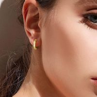 1 Pair IG Style Vintage Style C Shape Plating Inlay 201 Stainless Steel Brass Zircon Ear Studs sku image 2