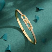 Elegant Simple Style Geometric Copper Plating Inlay Zircon 18k Gold Plated Bangle main image 1