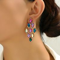 1 Pair Luxurious Maple Leaf Inlay Zinc Alloy Glass Dangling Earrings main image 1