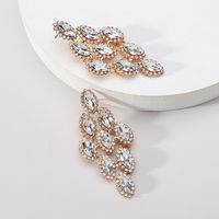 1 Pair Luxurious Maple Leaf Inlay Zinc Alloy Glass Dangling Earrings sku image 2