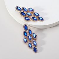 1 Pair Luxurious Maple Leaf Inlay Zinc Alloy Glass Dangling Earrings sku image 5