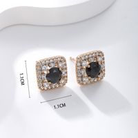 1 Pair Xuping Simple Style Streetwear Square Plating Inlay Copper Alloy Artificial Gemstones 18k Gold Plated Ear Studs main image 2