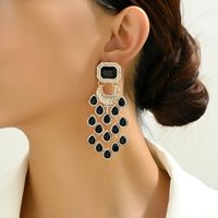 1 Pair Elegant Color Block Inlay Zinc Alloy Glass Dangling Earrings main image 4