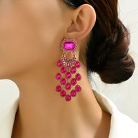1 Pair Elegant Color Block Inlay Zinc Alloy Glass Dangling Earrings main image 2