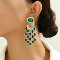 1 Pair Elegant Color Block Inlay Zinc Alloy Glass Dangling Earrings main image 6