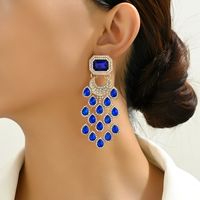 1 Pair Elegant Color Block Inlay Zinc Alloy Glass Dangling Earrings main image 5