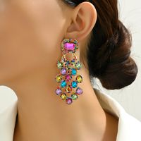 1 Pair Elegant Color Block Inlay Zinc Alloy Glass Dangling Earrings main image 1