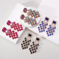 1 Pair Elegant Color Block Inlay Zinc Alloy Glass Dangling Earrings main image 8
