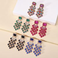 1 Pair Elegant Color Block Inlay Zinc Alloy Glass Dangling Earrings main image 3