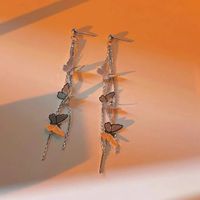 1 Pair Simple Style Classic Style Butterfly Plating Alloy White Gold Plated Drop Earrings main image 4