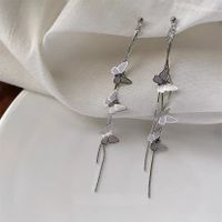 1 Pair Simple Style Classic Style Butterfly Plating Alloy White Gold Plated Drop Earrings main image 1