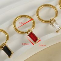 1 Pair Retro Rectangle Inlaid Zircon Stainless Steel 18k Gold Plated Drop Earrings main image 2