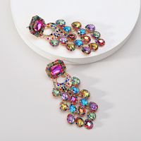 1 Pair Elegant Color Block Inlay Zinc Alloy Glass Dangling Earrings sku image 5