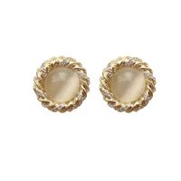1 Pair Simple Style Round Plating Inlay Alloy Opal Gold Plated Ear Studs main image 6