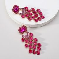 1 Pair Elegant Color Block Inlay Zinc Alloy Glass Dangling Earrings sku image 1