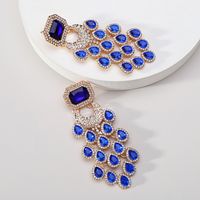 1 Pair Elegant Color Block Inlay Zinc Alloy Glass Dangling Earrings sku image 4