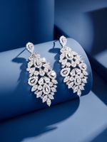 1 Pair Glam Luxurious Maple Leaf Water Droplets Flower Plating Inlay Brass Zircon White Gold Plated Drop Earrings main image 1