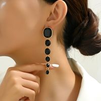 1 Pair Elegant Exaggerated Oval Plating Inlay Zinc Alloy Glass Dangling Earrings main image 7