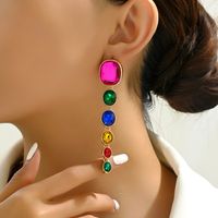 1 Pair Elegant Exaggerated Oval Plating Inlay Zinc Alloy Glass Dangling Earrings main image 1