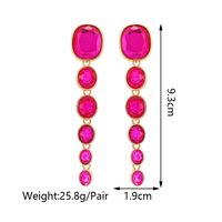 1 Pair Elegant Exaggerated Oval Plating Inlay Zinc Alloy Glass Dangling Earrings main image 10
