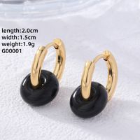 1 Pair Retro Simple Style Round Plating 304 Stainless Steel Natural Stone Gold Plated Earrings sku image 1