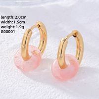 1 Pair Retro Simple Style Round Plating 304 Stainless Steel Natural Stone Gold Plated Earrings sku image 2