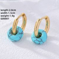 1 Pair Retro Simple Style Round Plating 304 Stainless Steel Natural Stone Gold Plated Earrings sku image 12