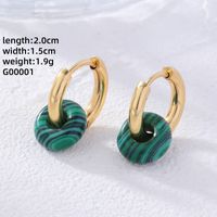 1 Pair Retro Simple Style Round Plating 304 Stainless Steel Natural Stone Gold Plated Earrings sku image 5
