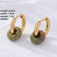 1 Pair Retro Simple Style Round Plating 304 Stainless Steel Natural Stone Gold Plated Earrings sku image 6
