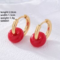 1 Pair Retro Simple Style Round Plating 304 Stainless Steel Natural Stone Gold Plated Earrings sku image 9