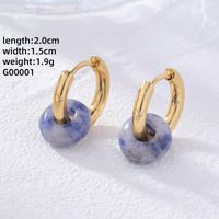 1 Pair Retro Simple Style Round Plating 304 Stainless Steel Natural Stone Gold Plated Earrings sku image 10