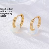 1 Pair Retro Simple Style Round Plating 304 Stainless Steel Natural Stone Gold Plated Earrings sku image 11