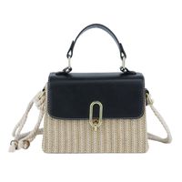 Women's Knit Color Block Vacation Square Magnetic Buckle Handbag sku image 3