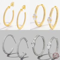 1 Pair Elegant Romantic Circle Plating Inlay Sterling Silver Zircon 14k Gold Plated White Gold Plated Hoop Earrings main image 6