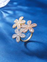 Elegant Lady Flower Copper Plating Inlay Zircon Gold Plated Open Rings main image 3