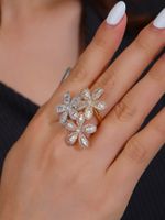 Elegant Lady Flower Copper Plating Inlay Zircon Gold Plated Open Rings main image 2