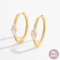 1 Pair Elegant Romantic Circle Plating Inlay Sterling Silver Zircon 14k Gold Plated White Gold Plated Hoop Earrings main image 3