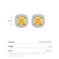 1 Pair Ig Style Elegant Geometric Color Block Plating Inlay Sterling Silver Zircon Rhodium Plated Ear Studs main image 3