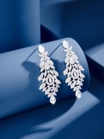 1 Pair Glam Luxurious Wedding Geometric Plating Inlay Brass Zircon White Gold Plated Drop Earrings sku image 1