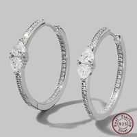 1 Pair Elegant Romantic Circle Plating Inlay Sterling Silver Zircon 14k Gold Plated White Gold Plated Hoop Earrings main image 5