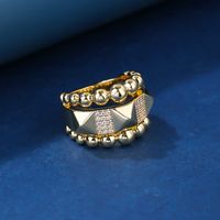 Elegant Streetwear Geometric Copper Plating Inlay Zircon Gold Plated Rings sku image 1