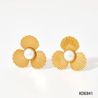 304 Stainless Steel 16K Gold Plated White Gold Plated Gold Plated Simple Style Classic Style Plating Sector Rings Earrings Necklace sku image 5