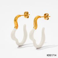 1 Pair Simple Style Classic Style Color Block Plating 304 Stainless Steel 16K Gold Plated White Gold Plated Gold Plated Earrings sku image 6