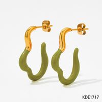 1 Paar Einfacher Stil Klassischer Stil Farbblock Überzug Edelstahl 304 16 Karat Vergoldet Weißgold Plattiert Vergoldet Ohrringe sku image 3