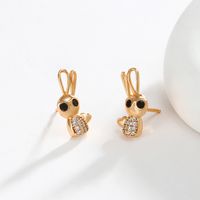 1 Pair Cute Xuping Sweet Rabbit Plating Copper Alloy 18k Gold Plated Ear Studs main image 4